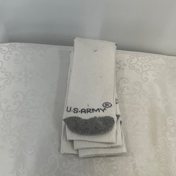 U.S. Army White Military Socks Ribbed Crew Cotton Acrylic Blend 4 pairs - Picture 2 of 3